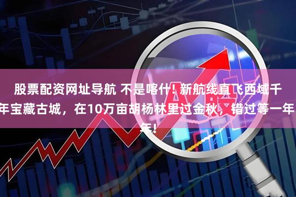 股票配资网址导航 不是喀什! 新航线直飞西域千年宝藏古城，在10万亩胡杨林里过金秋，错过等一年!